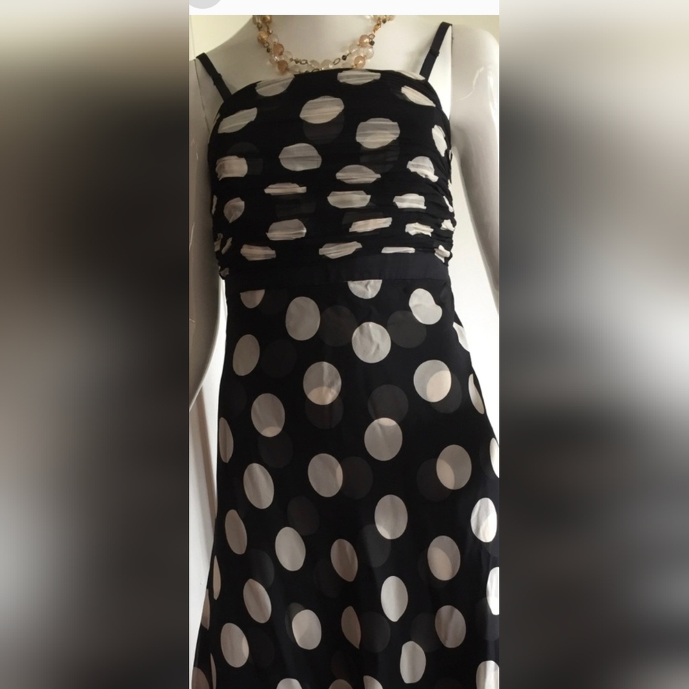 Straps/ Strapless Black & White Polka Dot Dress. Ann Taylor